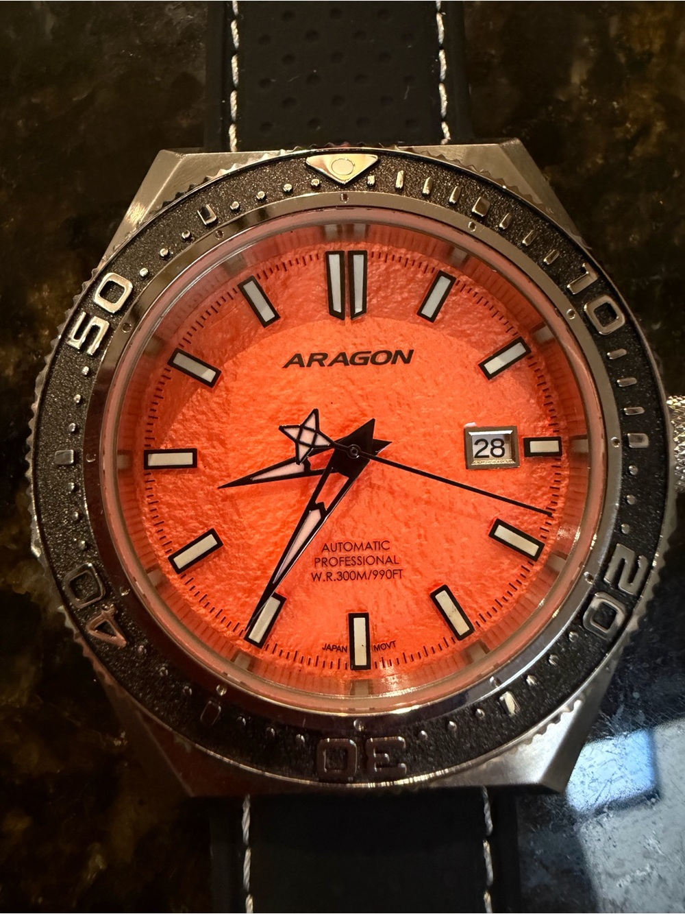 ARAGON Orange Dial Automatic Professional Dive Watch